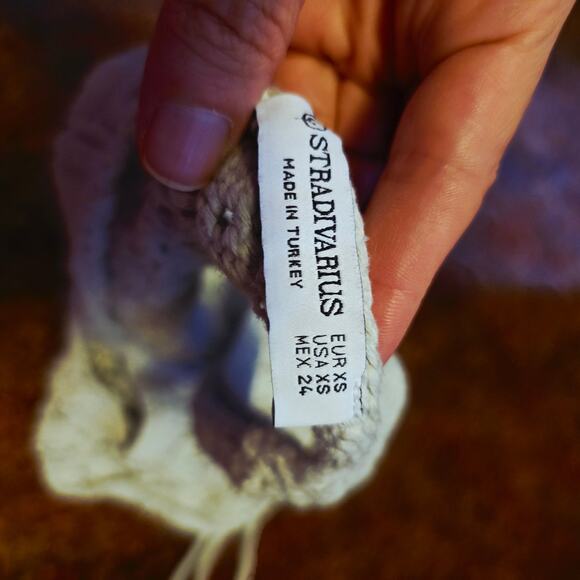 Stradivarius knit tie front crop festival boho top - Picture 4 of 4